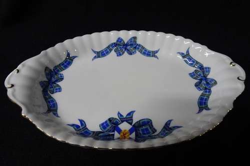 Vintage Royal Albert Bone China `Nova Scotia Tartan` Pattern Oval Sandwich/Cake Platter