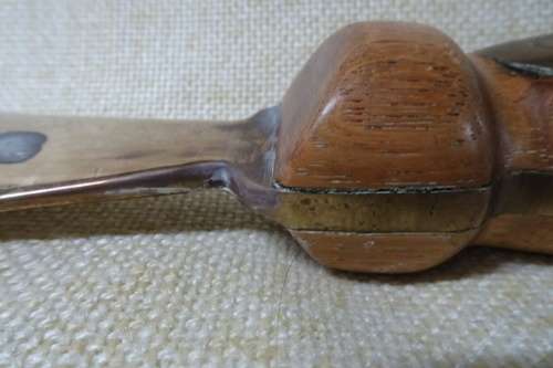 Unusual Vintage Large Heavy Dagger with Solid Brass Blade and Wooden Handle with Brass Rivets