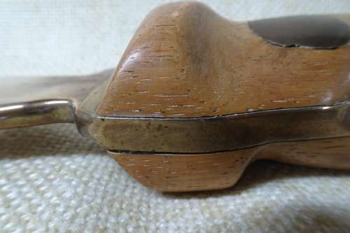 Unusual Vintage Large Heavy Dagger with Solid Brass Blade and Wooden Handle with Brass Rivets