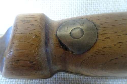 Unusual Vintage Large Heavy Dagger with Solid Brass Blade and Wooden Handle with Brass Rivets