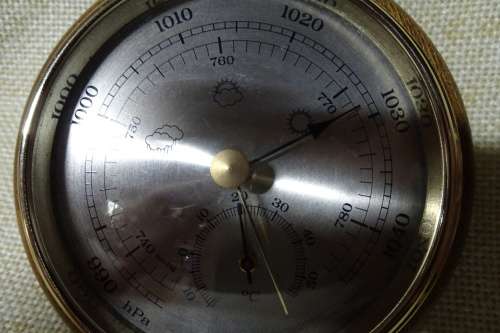 Lovely Vintage Wood and Brass Round Barometer Made in Germany