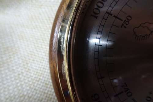 Lovely Vintage Wood and Brass Round Barometer Made in Germany