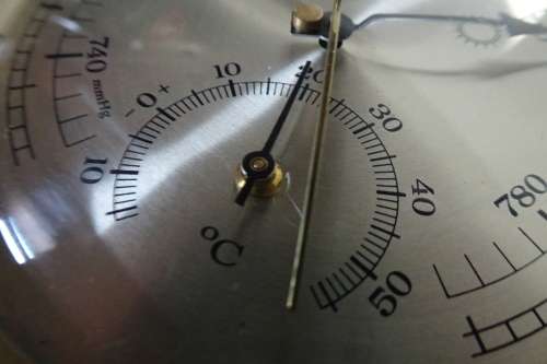 Lovely Vintage Wood and Brass Round Barometer Made in Germany