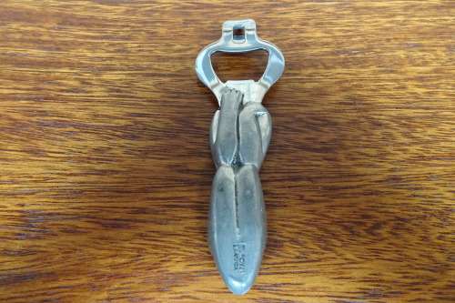 Unusual Carrol Boyes (1954 - 2019) Pewter and Stainless Steel Bottle Opener - Man Figure