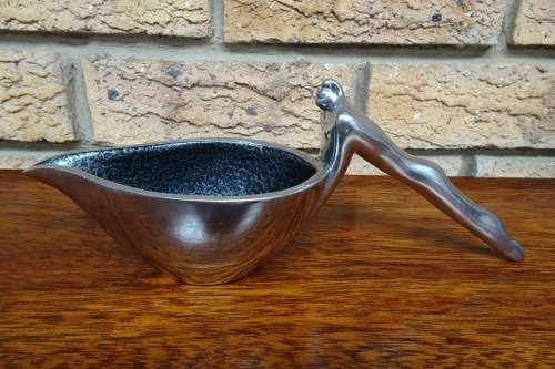 Very Elegant Carrol Boyes (1954 - 2019) Cast Aluminium Gravy Boat With Elongated Figure As Handle
