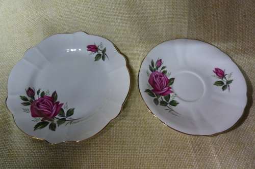 Beautiful Windsor Bone China Rose Design Trio - Made in England - Patt: 1735/83