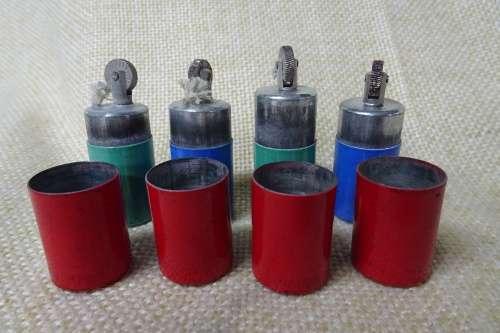 Interesting Lot of Four Vintage Cylinder Tub Lighters Made in Switzerland