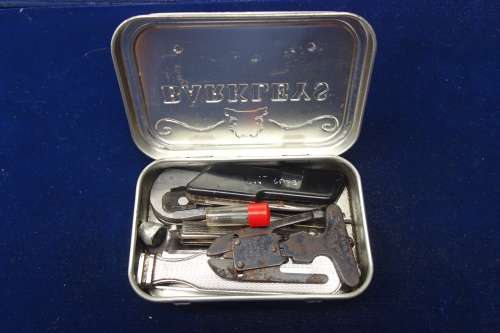Lovely Tin Filled with a Collection of Vintage Pipe Cleaning Tools