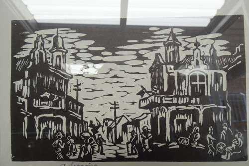 Highly Collectible South African Gregoire Boonzaier (1909 - 2005) "Bo-Kaap" Linocut. Signed