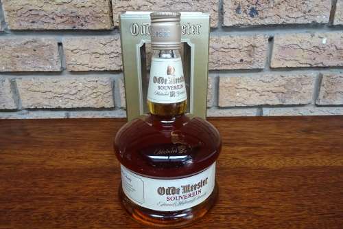 Vintage Oude Meester Souverein Matured 12 Years Brandy.  Sealed and in Window Display Box 750 mll