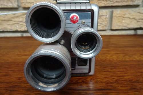 Lovely Vintage Kodak Brownie Turret f/1.9 Movie Camera with Leather Field Case. Eastman Kodak Co.