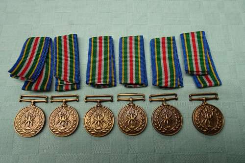 Six South African Police Service Reconciliation and Amalgamation Miniature Medals. BIDDING PER PIECE