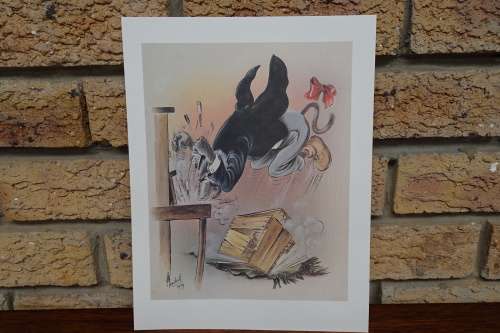 T.O. Honiball (1905 - 1990) Set of Five Handsigned Lithographs `Adoons-Hulle`. Includes 6 Postcards