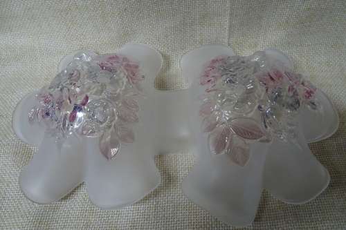 Stunning White Frosted Glass Floral Ruffled Double Dish Bowl With Floral Pattern