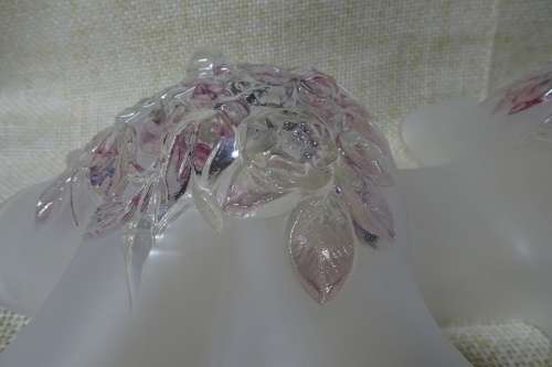 Stunning White Frosted Glass Floral Ruffled Double Dish Bowl With Floral Pattern