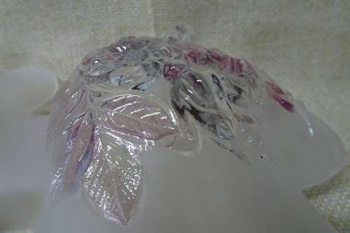 Stunning White Frosted Glass Floral Ruffled Double Dish Bowl With Floral Pattern