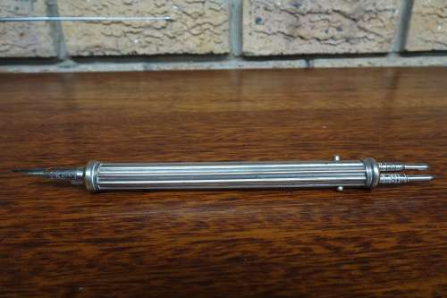 Rare Antique Hinks Wells & Co. Retractable Nib Dip Pen With Retractable Tubular Reservoirs. Nib M