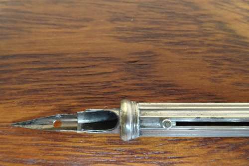 Rare Antique Hinks Wells & Co. Retractable Nib Dip Pen With Retractable Tubular Reservoirs. Nib M