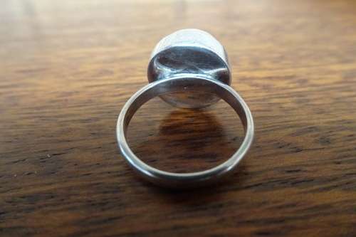 Elegant Classic Sterling Silver (925) White Mabe Pearl Dome Ring 5.9 g Diameter 17 mm Height 30 mm