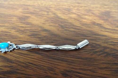 Superb Sterling Silver Linked Chain Bracelet With Turquoise Stones and Ornate Surround 9.3 g