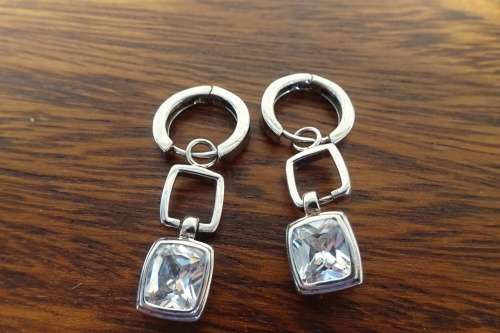 Unusual Pair of Sterling Silver Drop Earrings With Detachable Hoops 8.9 g Length 38 mm