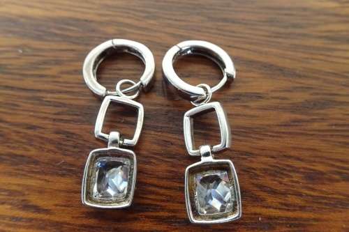 Unusual Pair of Sterling Silver Drop Earrings With Detachable Hoops 8.9 g Length 38 mm
