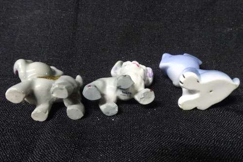Three Vintage Wade 'Whimsies' Porcelain Dog Figurines in Good Condition