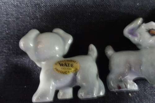 Three Vintage Wade 'Whimsies' Porcelain Dog Figurines in Good Condition