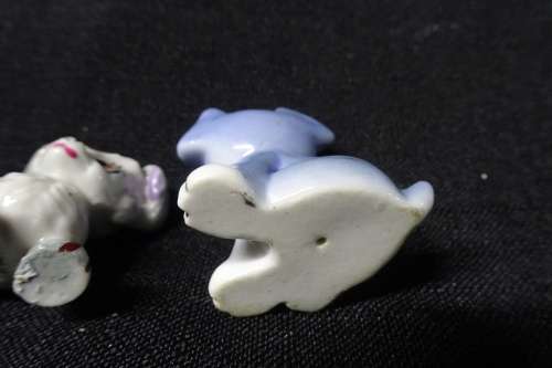 Three Vintage Wade 'Whimsies' Porcelain Dog Figurines in Good Condition