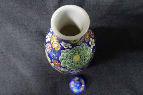 Beautiful Handpainted Japanese Pottery Set Small Jar With Lid, Five Small Bowls and One Small Saucer
