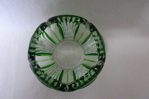 Awesome Small Clear/Green Cut Glass Bowl in Excellent Condition