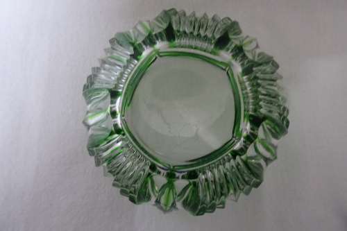 Awesome Small Clear/Green Cut Glass Bowl in Excellent Condition