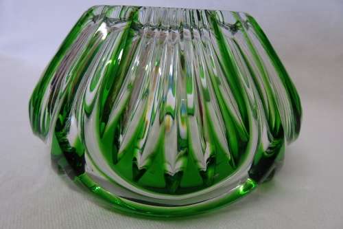 Awesome Small Clear/Green Cut Glass Bowl in Excellent Condition