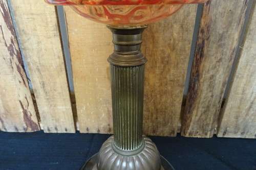 Gorgeous Tall Lambworks Cranberry Red Mantle Oil Lamp. COURIER ONLY