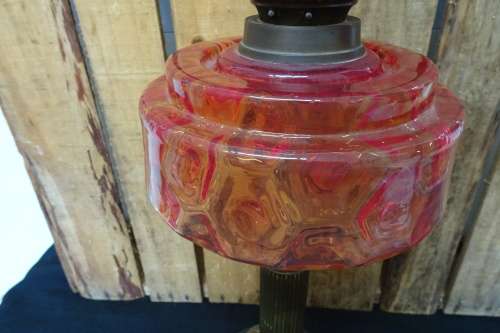 Gorgeous Tall Lambworks Cranberry Red Mantle Oil Lamp. COURIER ONLY