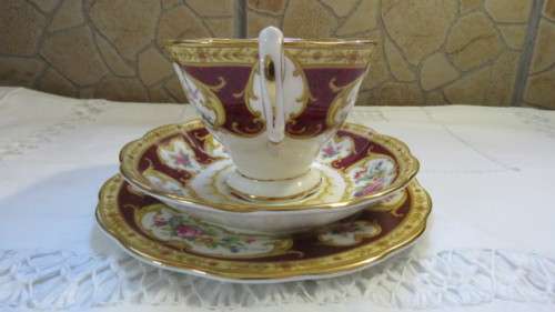 Stunning Royal Albert Bone China `Lady Hamilton` Tea Cup, Saucer and Cake Plate Trio.