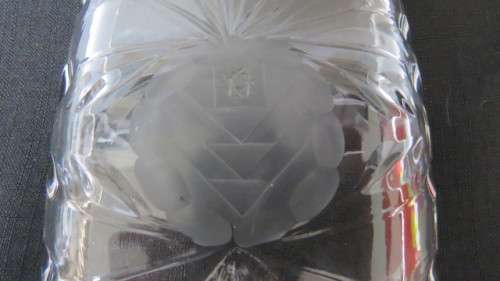 Wonderful Vintage Cut Glass Trinket Tray Frosted Rose and Cut Glass Leaf Design 23 x 2,5 cm