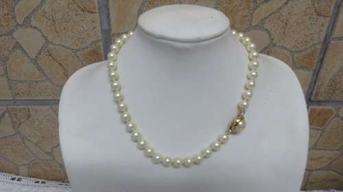 Three Vintage Beaded Necklaces - Long Peach (40cm), Short Cream (20cm), Rosary (90cm).