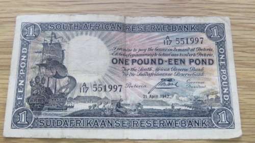 Union of South Africa Dr Johannes Postmus (1877-1947) 1942 One Pound Note A117 551997