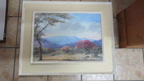 Original Oil on Board Framed Landscape Painting by Rhodesian Artist Joan Evans (1905-1986). Signed