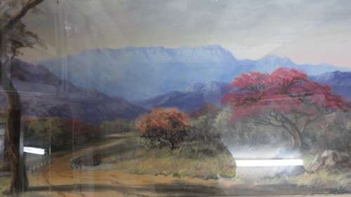 Original Oil on Board Framed Landscape Painting by Rhodesian Artist Joan Evans (1905-1986). Signed