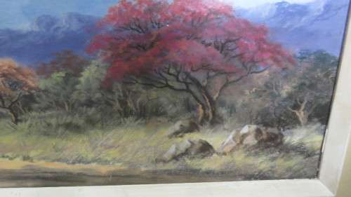 Original Oil on Board Framed Landscape Painting by Rhodesian Artist Joan Evans (1905-1986). Signed