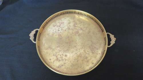 Glamorous Vintage Bohemian Style Etched EPNS Brass Serving Tray