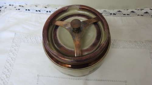 Awesome Vintage Tobacco Jar Humidor Gray`s Pottery England Handpainted `Swan Inn`.