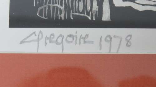 S.A. Artist Gregoire Boonzaaier (1909-2005) Framed `Bo-Kaap With Mosque` 1978 Linocut. Signed