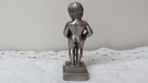 Awesome Vintage Child of Brussels Pewter `Manneken Pis` Figurine H: 13,5cm