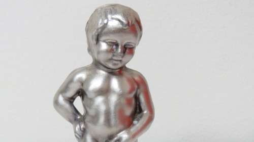 Awesome Vintage Child of Brussels Pewter `Manneken Pis` Figurine H: 13,5cm