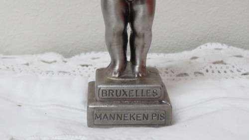 Awesome Vintage Child of Brussels Pewter `Manneken Pis` Figurine H: 13,5cm