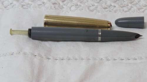 Vintage Parker 51 Grey Fountain Pen With Hooded Nib and 1/10 16ct Gold Filled Lid L: 14cm