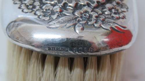 Beautiful Antique Silverbacked Clothes Brush/ Hair Brush Enamel Decoration. Details in Description
